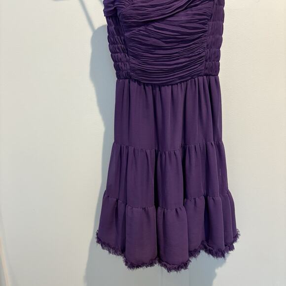 Y2K Fairy Whimsigoth Dress XS Purple Cocktail Party Layered Ruched Mini VILA - Picture 4 of 13